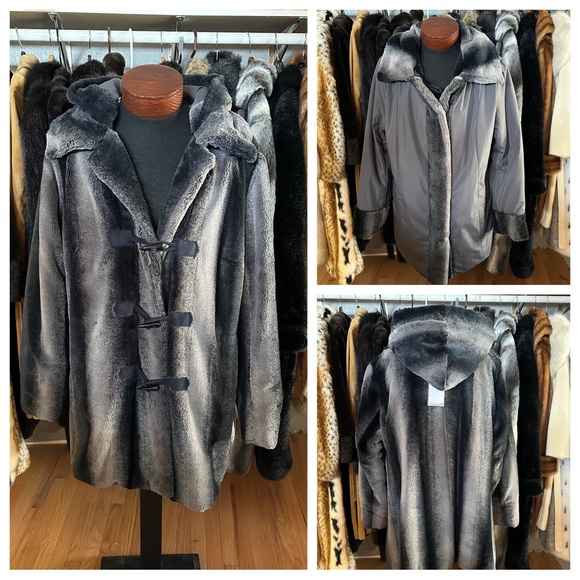 dennis basso Other - Dennis by Dennis Basso Luxury Reversible Faux Fur Coat w/ Detachable Hood - 1x